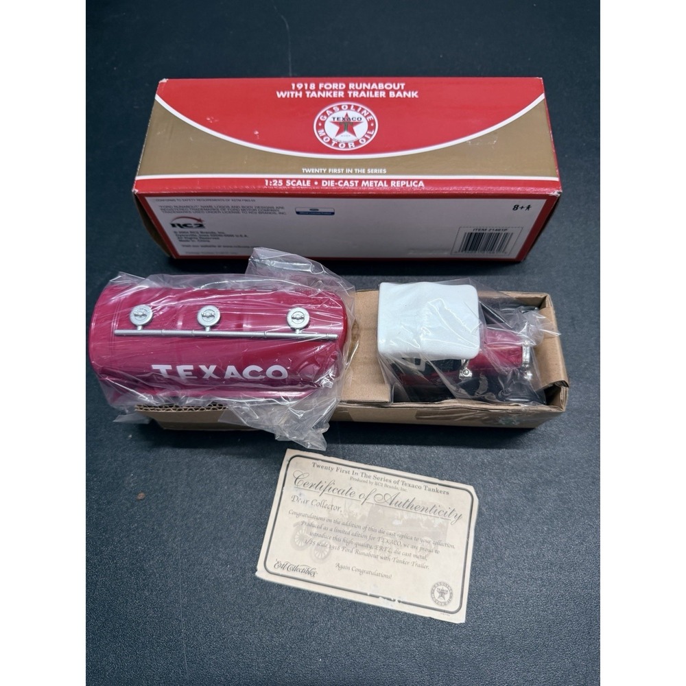 Texaco 1918 Ford Runabout Tanker Bank‎ Ertl 1:25 Diecast w/ COA Box (m3)